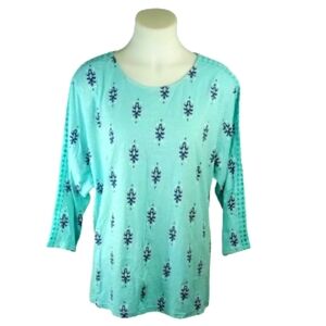 Lee Riders Green Navy Top Sz 1X